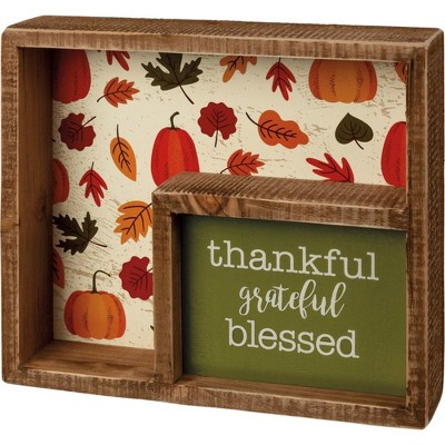 Home Decor 7.0" Grateful Box Sign Thankful Fall Thanks Giving  -  Freestanding Signs