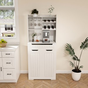JUJABU White Modern Farmhouse Buffet Cabinet with Drawers & Barn Doors, Coffee Bar or Liquor Storage for Dining or Living Room - 1 of 4