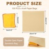 Unique Bargains Greaseproof Double Open Kraft Paper Sandwich Pretzel Food Storage Bags Brown 100 Pcs - 2 of 4