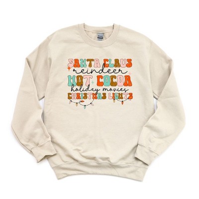 Simply Sage Market Women's Graphic Sweatshirt Santa Cocoa Christmas Lights