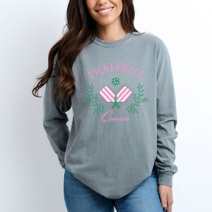 Simply Sage Market Women's Pickleball Queen Long Sleeve Garment Dyed Tee - 1 of 4