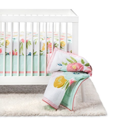 Crib Bedding Set Floral Fields 4pc - Cloud Island™ Pink ...