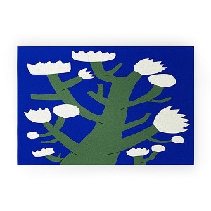 Little Dean White Flower in Blue Welcome Mat - Society6 - 1 of 4
