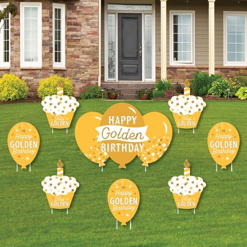 Big Dot Of Happiness Golden Birthday - Yard Sign And Outdoor Lawn ...