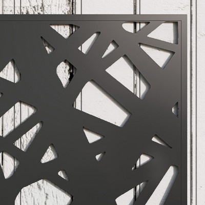 Black Metal Raised Garden Bed with Decorative Trellis Screen