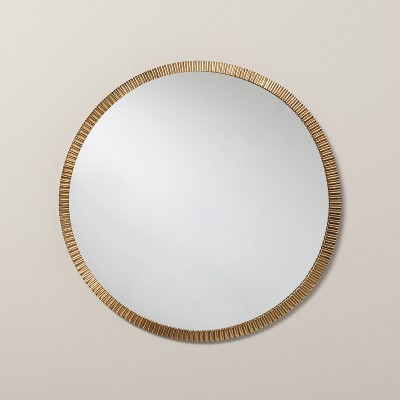 Pleated Brass Round Wall Mirror Antique Finish - Hearth & Hand™ with Magnolia