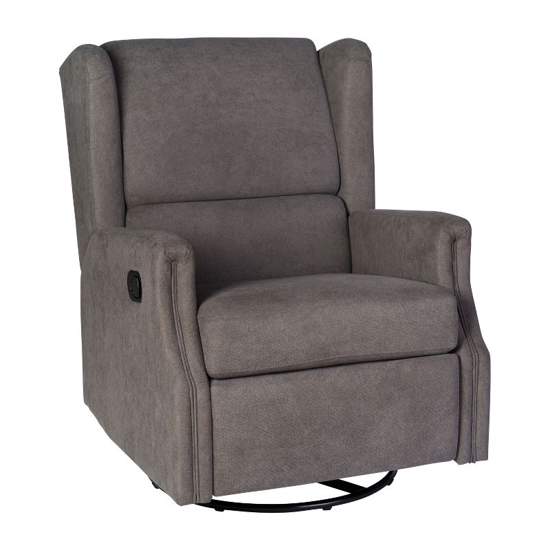 Flash Furniture Omma Swivel Glider Rocker Recliner Chair, Manual 360 Degree Swivel Wingback Recliner Perfect for Living Room, Bedroom, or Nursery, 1 of 16