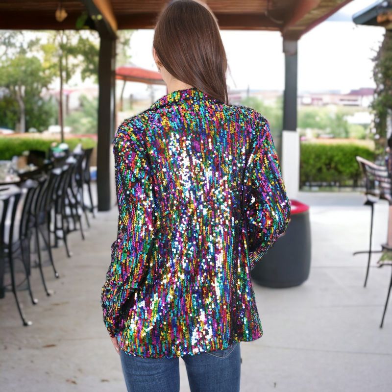 Anna-Kaci Women's Glitter Long Sleeve Open Front Sparkle Party Blazer Jacket, 2 of 8