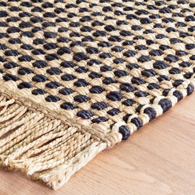 Kuba Black and Ivory Handwoven Jute 2' x 3' Rug