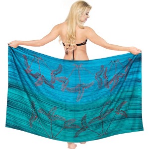 LA LEELA Women's Sarong Bikini Skirt Cover up Swimwear Bathing suit Summer Wraps Swimsuit Beach Wrap Coverups for Women One Size Blue, Tie Dye Design - 1 of 4