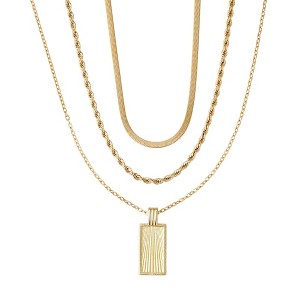 Adornia Tarnish Resistant 18k Gold Plated Dog Tag 3-Piece Necklace Set - 1 of 1