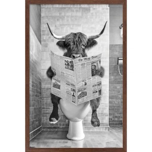 Trends International Reinders: Toilet Humor - Highlander Toilet Framed Wall Poster Prints Mahogany Framed Version 14.725" x 22.375" - 1 of 4