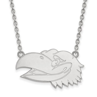 Black Bow Jewelry 10k White Gold Kansas Jayhawks NCAA Necklace 18 Inch