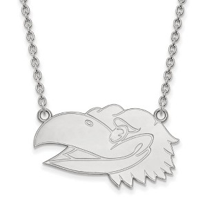 Black Bow Jewelry 10k White Gold Kansas Jayhawks NCAA Necklace 18 Inch - 1 of 4