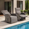Belord Outdoor Swivel Recliner Chairs Set of 2, Brown Wicker Recliner Patio Swivel Chair with Adjustable Reclining Back and Lifting Footrest - 2 of 4