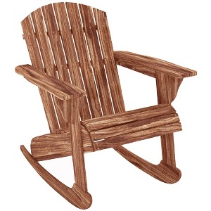 Outsunny Rustic Wooden Adirondack Rocking Chair Outdoor Lounge Chair Fire Pit Seating with Slatted Wooden Design for Patio, Backyard - 1 of 4