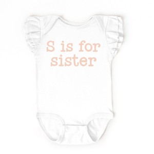 The Juniper Shop S Is For Sister Flutter Sleeve Bodysuit - 1 of 4
