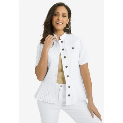 Jessica London Women's Plus Size Pleated Denim Jacket