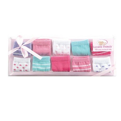 Luvable Friends Baby Girl Socks Giftset, Pink 10-Pack, 0-9 Months