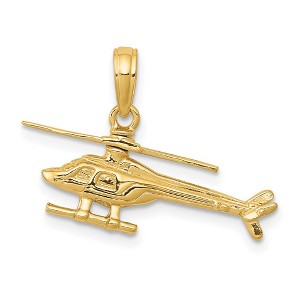 Black Bow Jewelry 14k Yellow Gold 3D Moveable Helicopter Pendant - 1 of 4