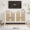 4-Door Sideboard Buffet Cabinet, Natural Rattan Storage Cabinet, Boho Entryway Console Table, Coffee Bar Station - 3 of 4