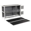 LAOTIES 54" Wooden Rabbit Hutch,2 StoryLarge Bunny Cage with No-Leak Trays,Lockable Doors And Waterproof Roof for Indoor And Outdoor Use - 4 of 4
