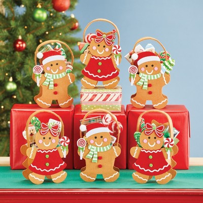 Adorable Fabric Gingerbread Holiday Treat Bags Set of 6