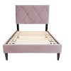 NicBex Twin Size Velvet Upholstered Platform Bed with Wooden Slatted Frame,Modern Small Bed Frame for Bedroom,Kids Room - 3 of 4
