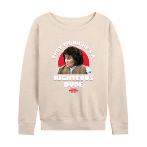 Women's - Ferris Bueller's Day Off - Bueller Bueller Bueller Lightweight French Terry Wide Neck Long Sleeve Shirt - 1 of 4