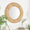 Rattan Coiled Weaved Frame Wall Mirror Brown - Olivia & May: Nautical Coastal Beach Decor, No Assembly Required - 3 of 4