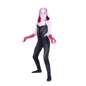 Marvel Kids' Spider Gwen Zentai Halloween Costume Jumpsuit Black - 1 of 4