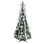 Northlight 6' Prelit Artificial Christmas Tree Silver and Gold Decorated Pop Up - Clear Lights