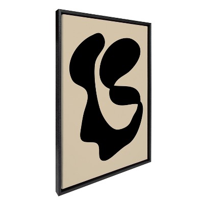 Abstract Black and Beige Canvas Wall Art, 23x33