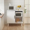 Sideboard Buffet Kitchen Storage Cabinet, Accent Cabinet with Solid Wood Feet for Decorated Doors, Dining Room, Hallway - 3 of 4