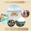 8-Person Outdoor Patio Pine Wood Round Picnic Dining Set with 4 Built-in Benches and Umbrella Hole - 3 of 4