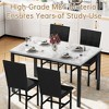 Hooseng Modern Kitchen 5 Piece Dining Table Set for 4, Dining Table Set For 4 With 4 Upholstered Velvet Chairs, 5-Piece Faux Marble Dining Set - 2 of 4