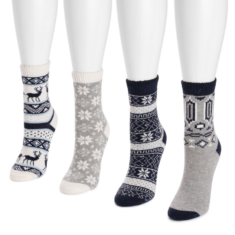 MUK LUKS Women's 4 Pair Pack Holiday Boot Socks, 2 of 4
