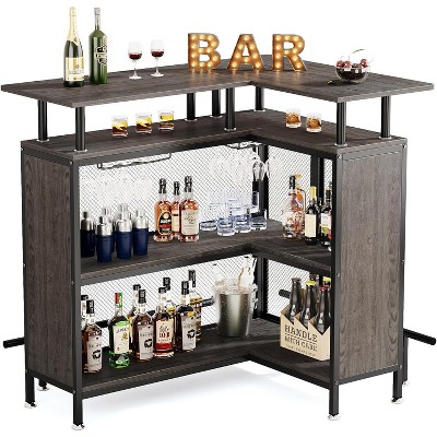 Tribesigns 2-tier L-shaped Home Bar Unit Grey : Target