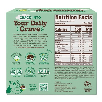 Alec's Ice Cream Culture Cup Frozen Mint Chocolate Cookie - 14 fl oz/4ct