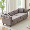 85.5" Velvet Chesterfield 3-Seater Sofa with Rolled Arms and Button Design, Includes 2 Cushions, Solid Wood Frame with Wooden Legs for Apartment - 4 of 4
