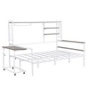 TIRAMISUBEST Twin/Full Size Metal Daybed with Movable Desk and Metal Grid, Modern Daybed Frame Sofa Bed with Storage Shelves and Clothes Hanger - 4 of 4