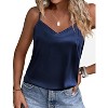 Ekouaer Women's Lace Silk Satin Pajama Tank Tops V Neck Camisole Soft Spaghetti Strap Tops Loose Sleepwear - 3 of 4