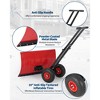 Heavy Duty Wheeled Snow Shovel, 29x20 in Wide Metal Blade - Rolling Snow Pusher with Adjustable Angle & Height Handle - Ergonomic for Pavement - 3 of 4
