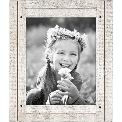 Americanflat 8x10 Rustic Picture Frame in Aspen White with Textured Wood and Polished Glass - Horizontal and Vertical Formats for Wall and Tabletop