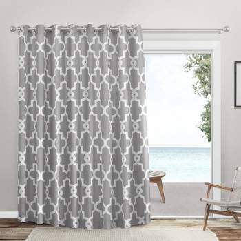 108"x84" Ironwork Sateen Woven Room Darkening Blackout Grommet Top Curtain Panel Patio - Exclusive Hom