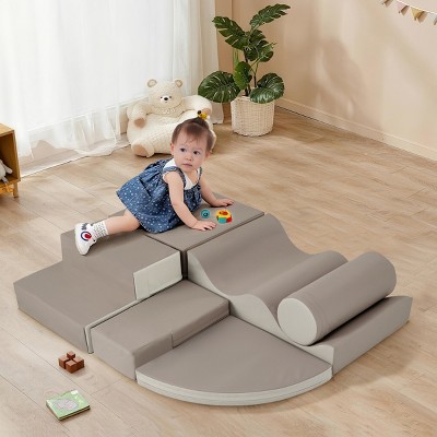 Baofuwish Soft Climb and Crawl Foam Playset 6 in 1,Childrens Foam Climbing Blocks,Soft Play Indoor Climb and Crawl Playground Area for Home