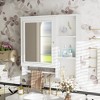 Vynxaria Wall-Mounted White Bathroom Medicine Cabinet with Large Mirror and Adjustable Shelves - 3 of 4