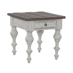 Liberty Furniture,River Place Living Room End Table - Riverstone White & Tobacco - 1 of 4