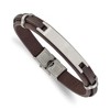 Chisel Stainless Steel Brushed Brown Leather 8.5" ID Bracelet - 2 of 4