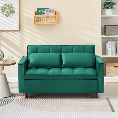 SKRAN Modern 3-in-1 Convertible Sofa Bed - Compact Pull-Out , with Cushioned Backrest, Storage Pockets & Pillows - for Small Spaces